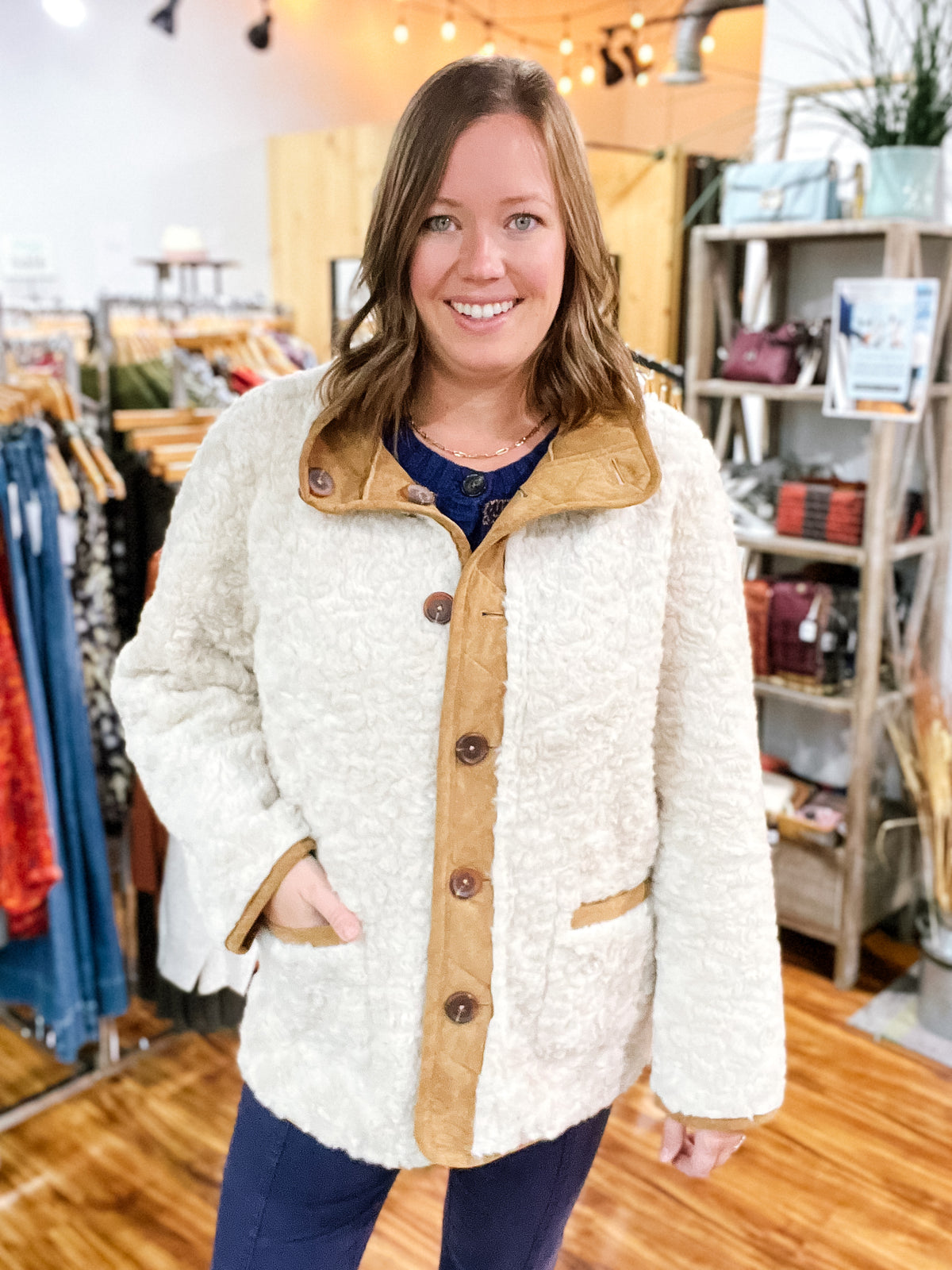 Cream & Tan Reversible Coat