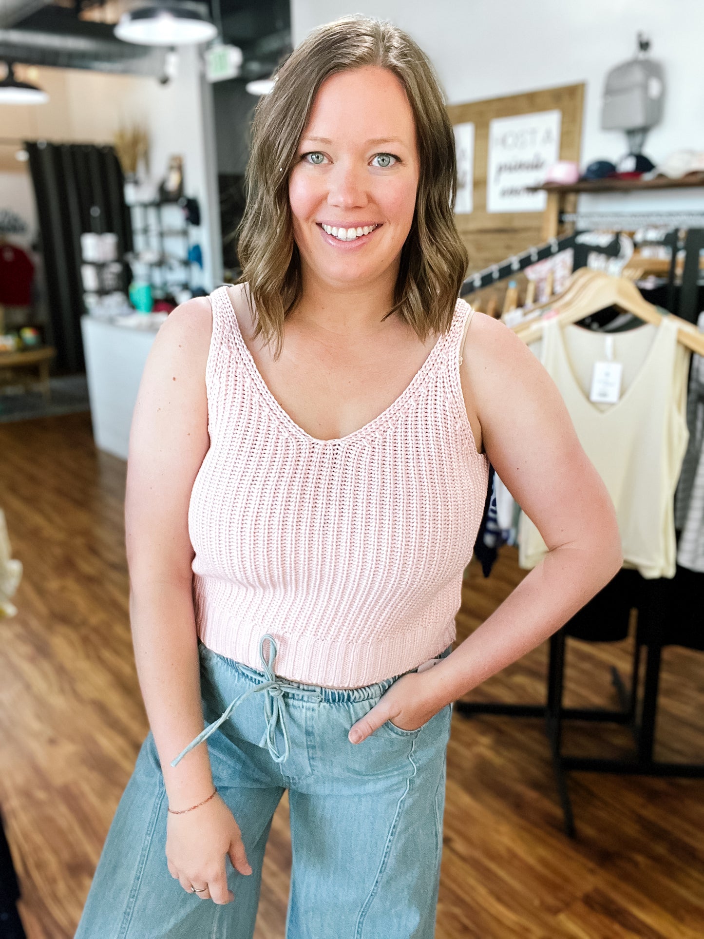 Light Pink Knit Tank Top