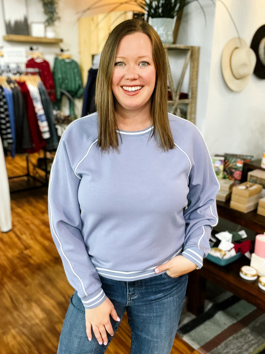 Stone Blue With Ivory Detail Sweatshirt
