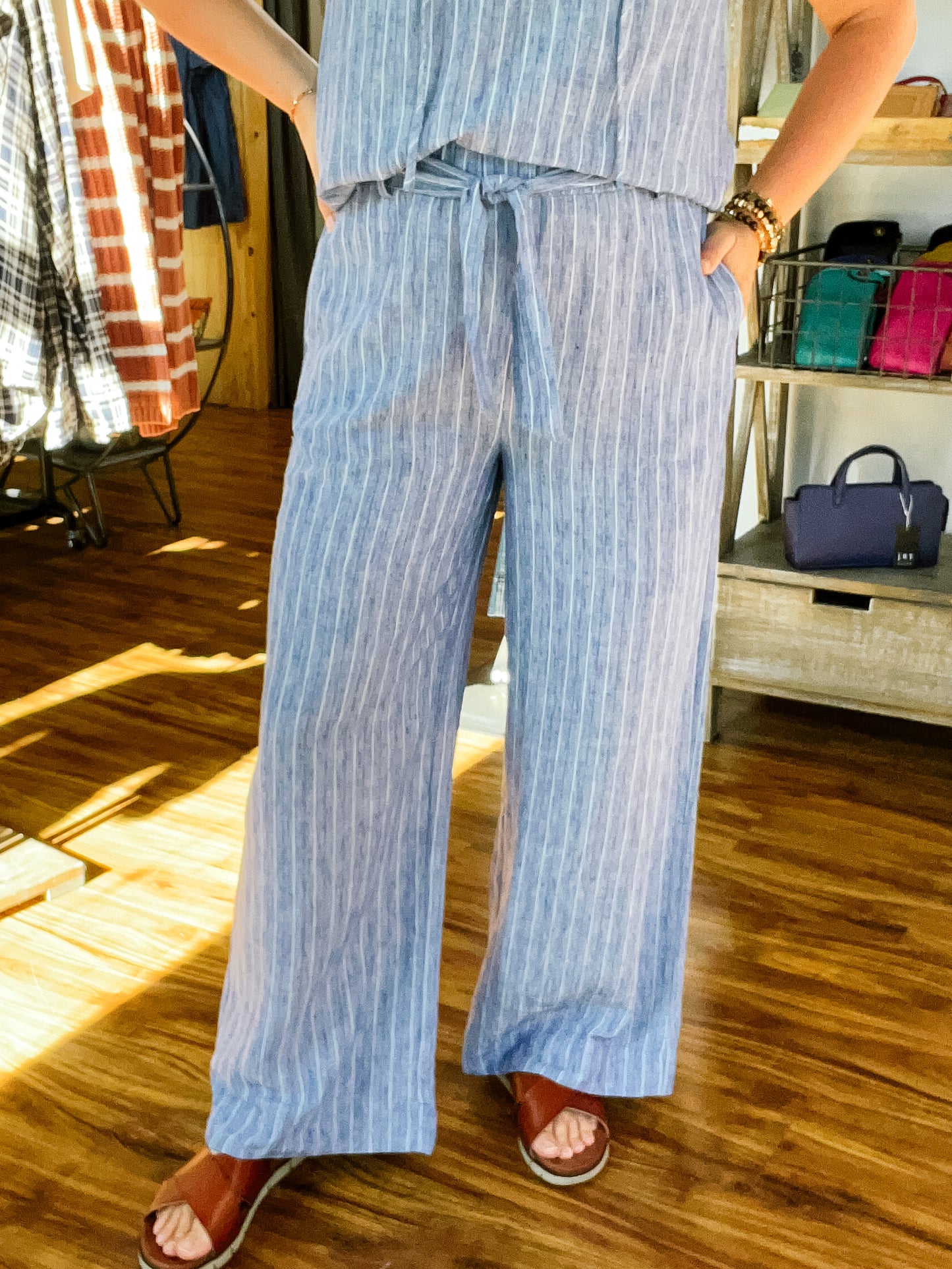 Blue Stripe Wide Leg Pant