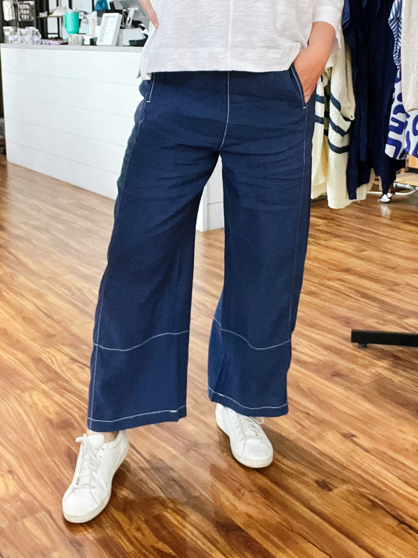 Navy W/White Stitching Pant