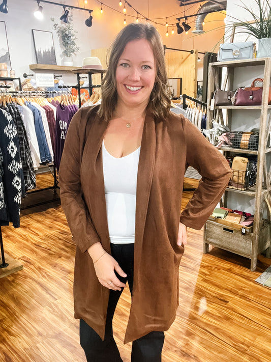 Brown Suede Cardigan