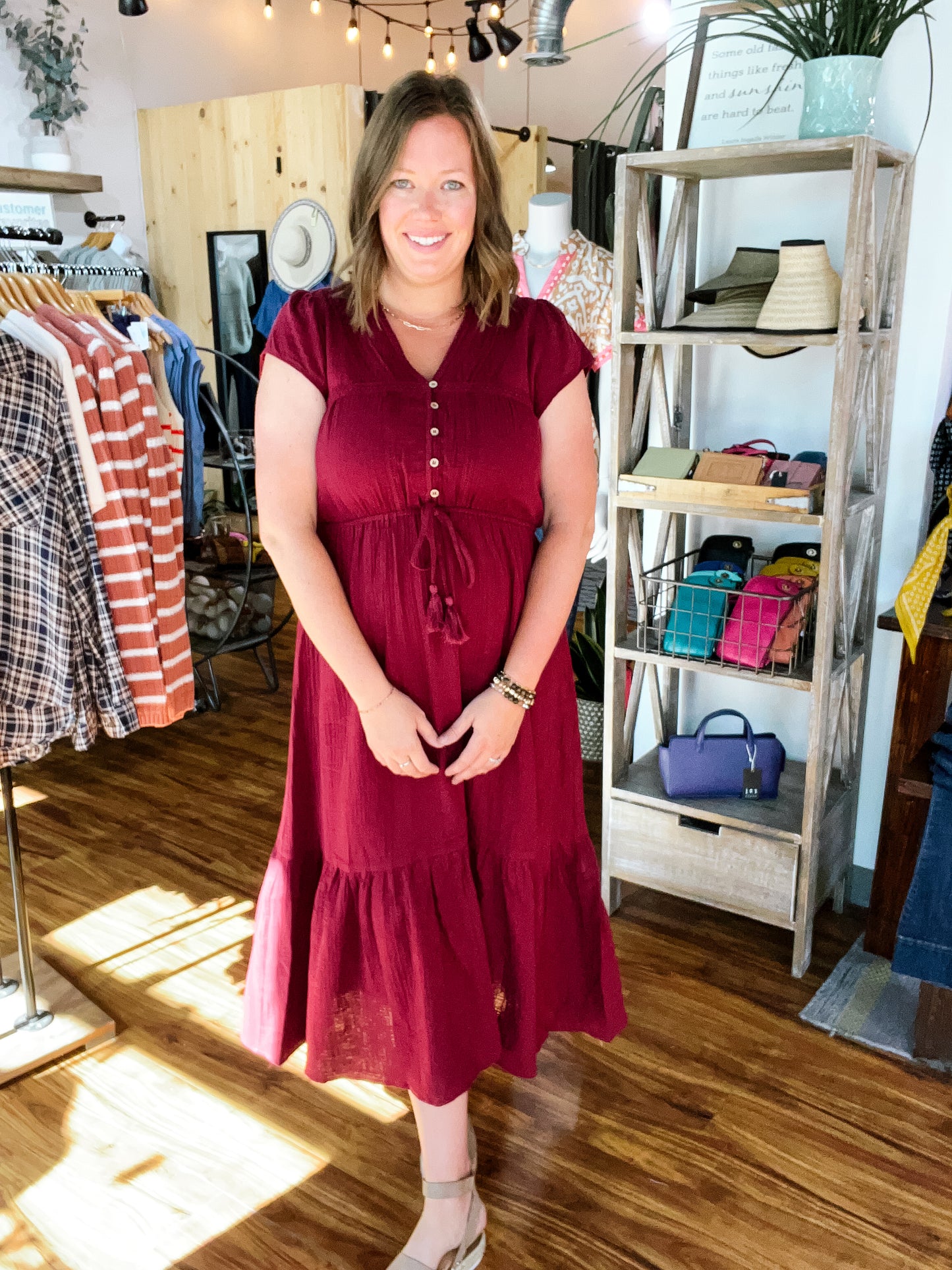 Merlot Embroidery Dress
