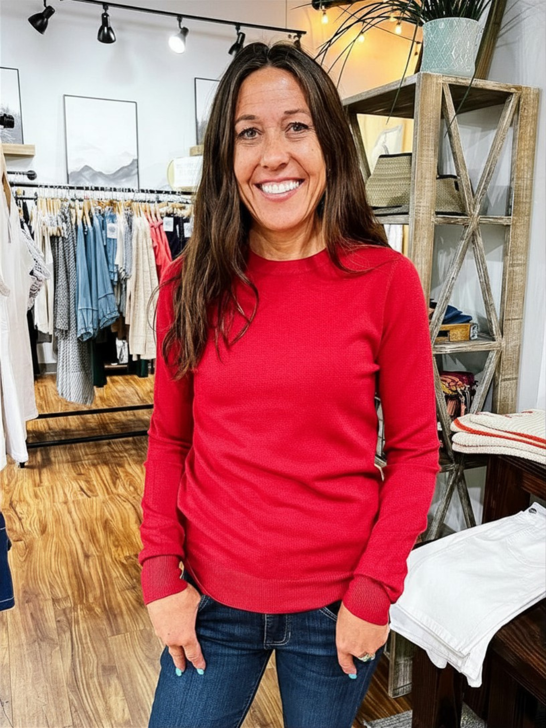 Crimson Round Neck Sweater