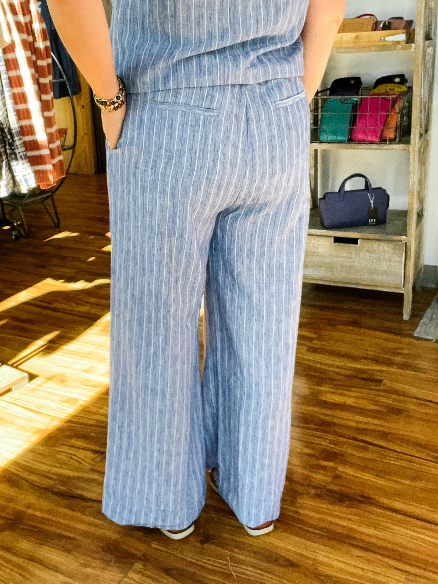 Blue Stripe Wide Leg Pant