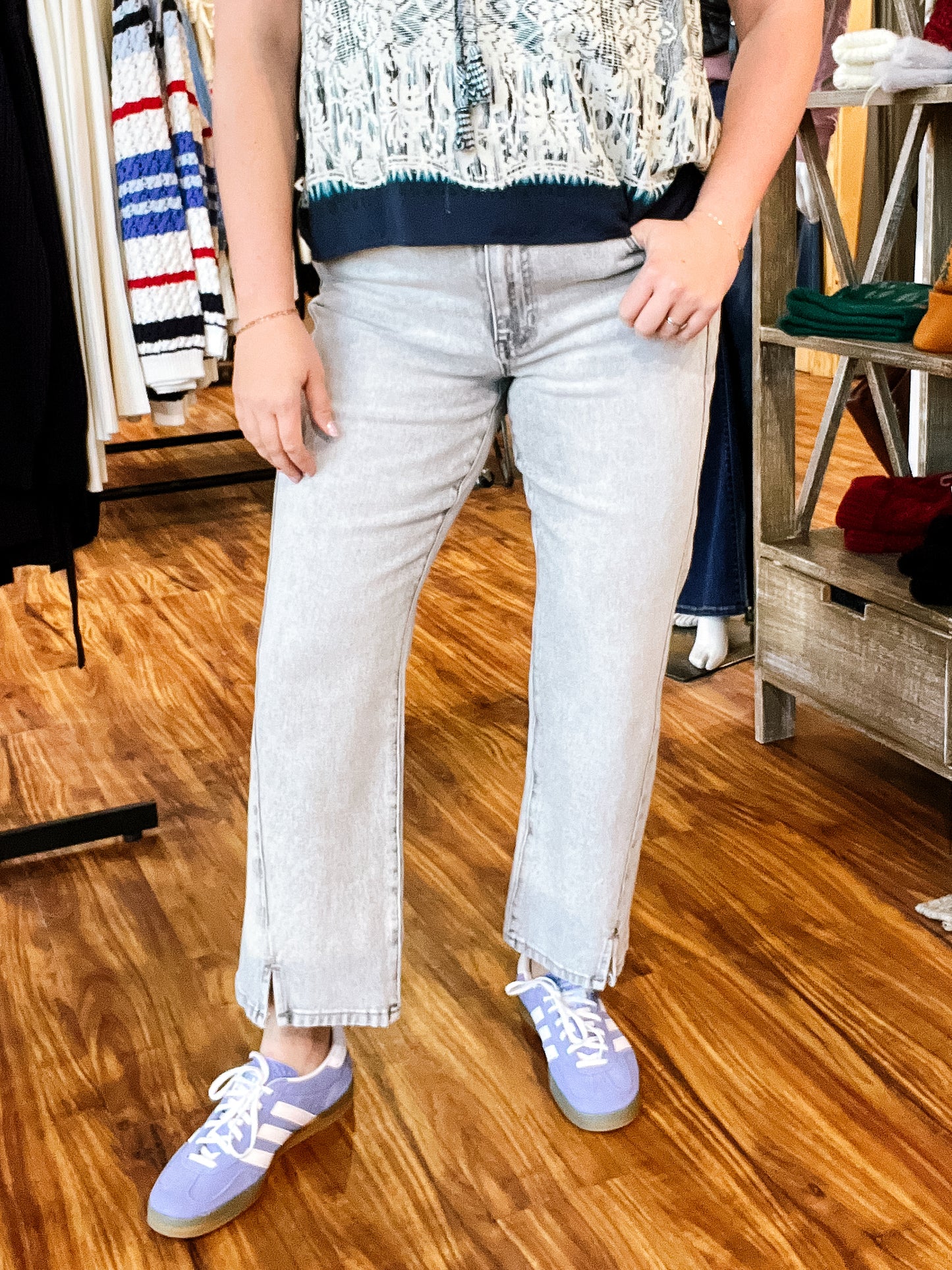 Kennedy Straight Alpine Grey Barrel Jean