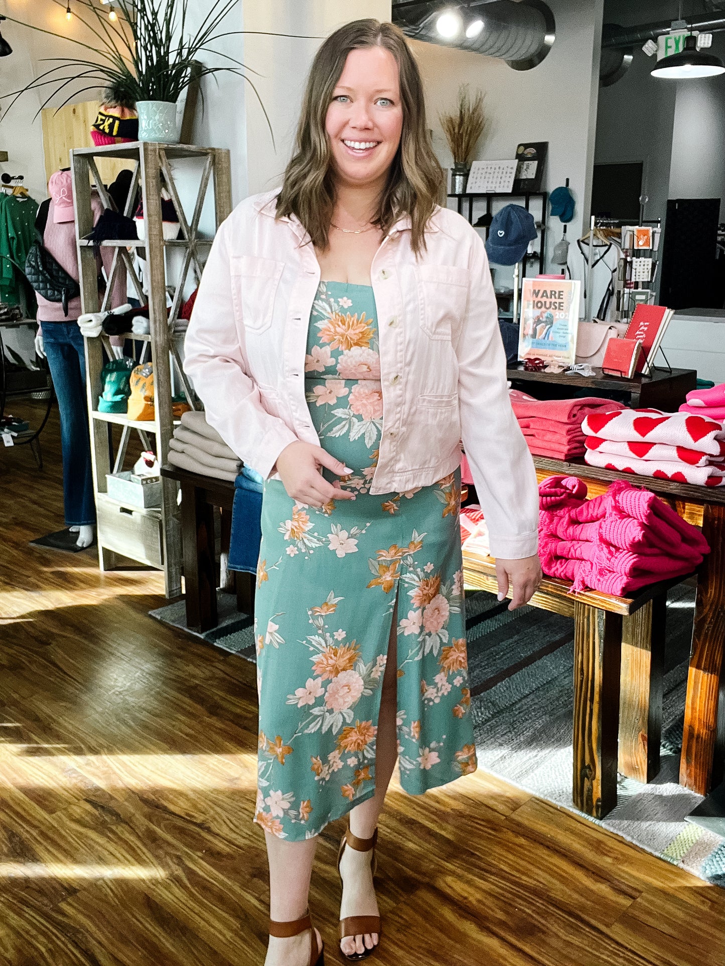 Sage Floral Midi Dress