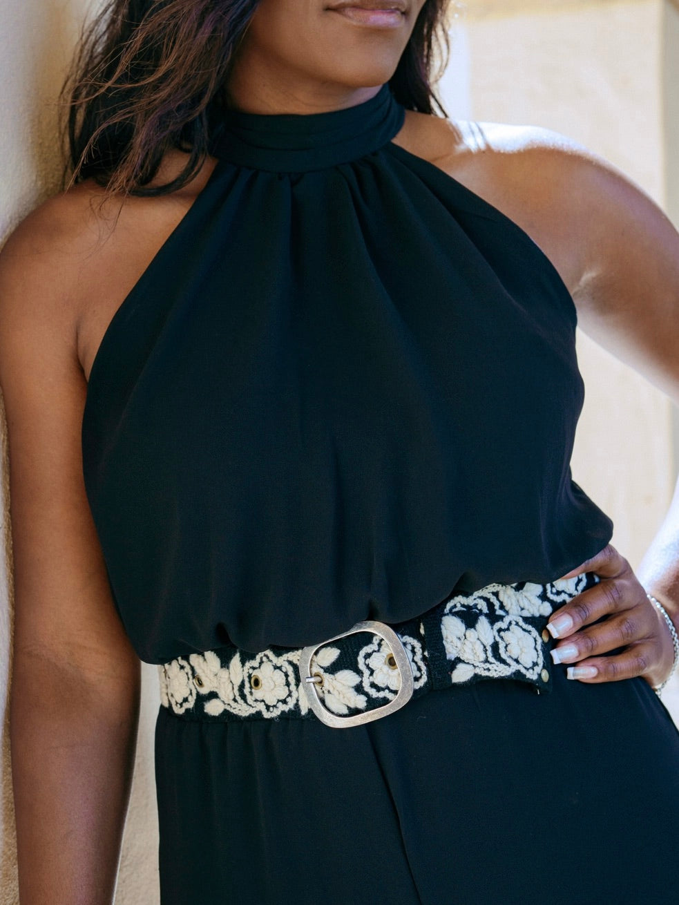 Black W/Cream Wool Belt