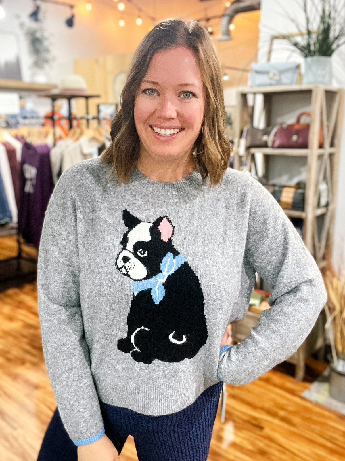 Gray Long Sleeve Dog Sweater