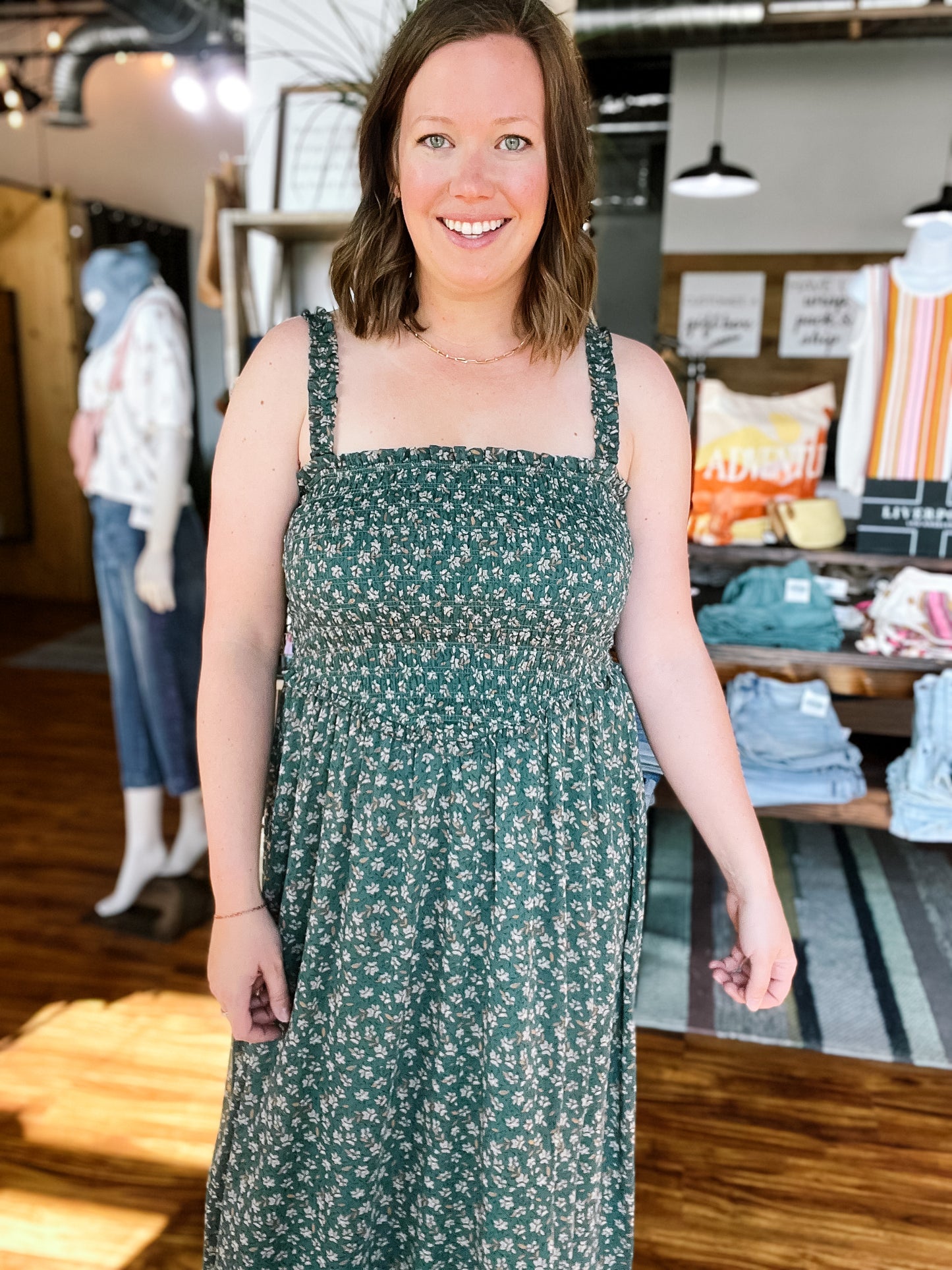 Green Smocked Dress