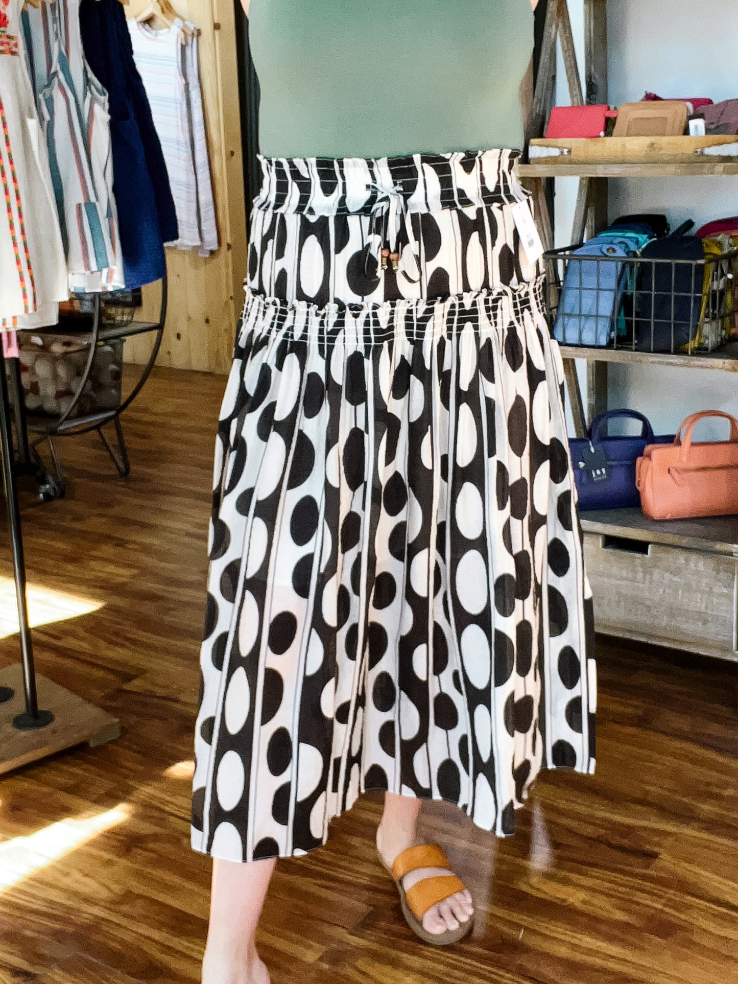 Black & Cream Geometric Print Skirt