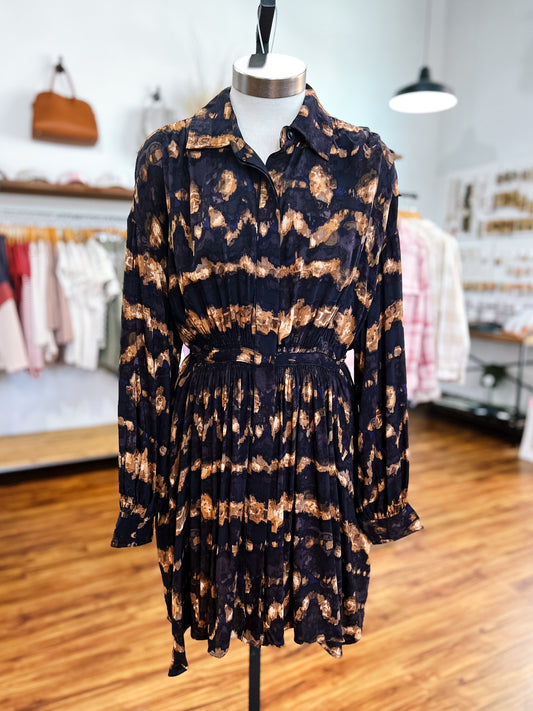 Black & Brown Long Sleeve Dress