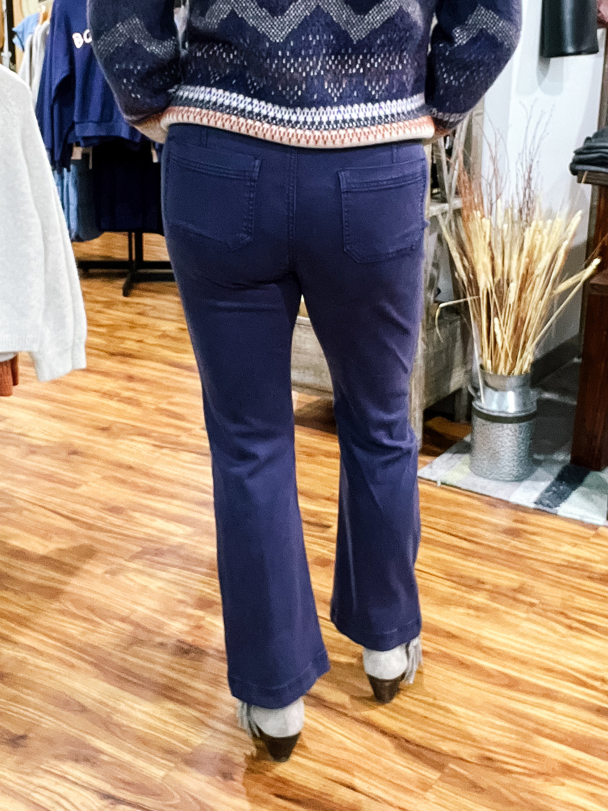 Sapphire Blue Pull On Pant w/ Front Seam
