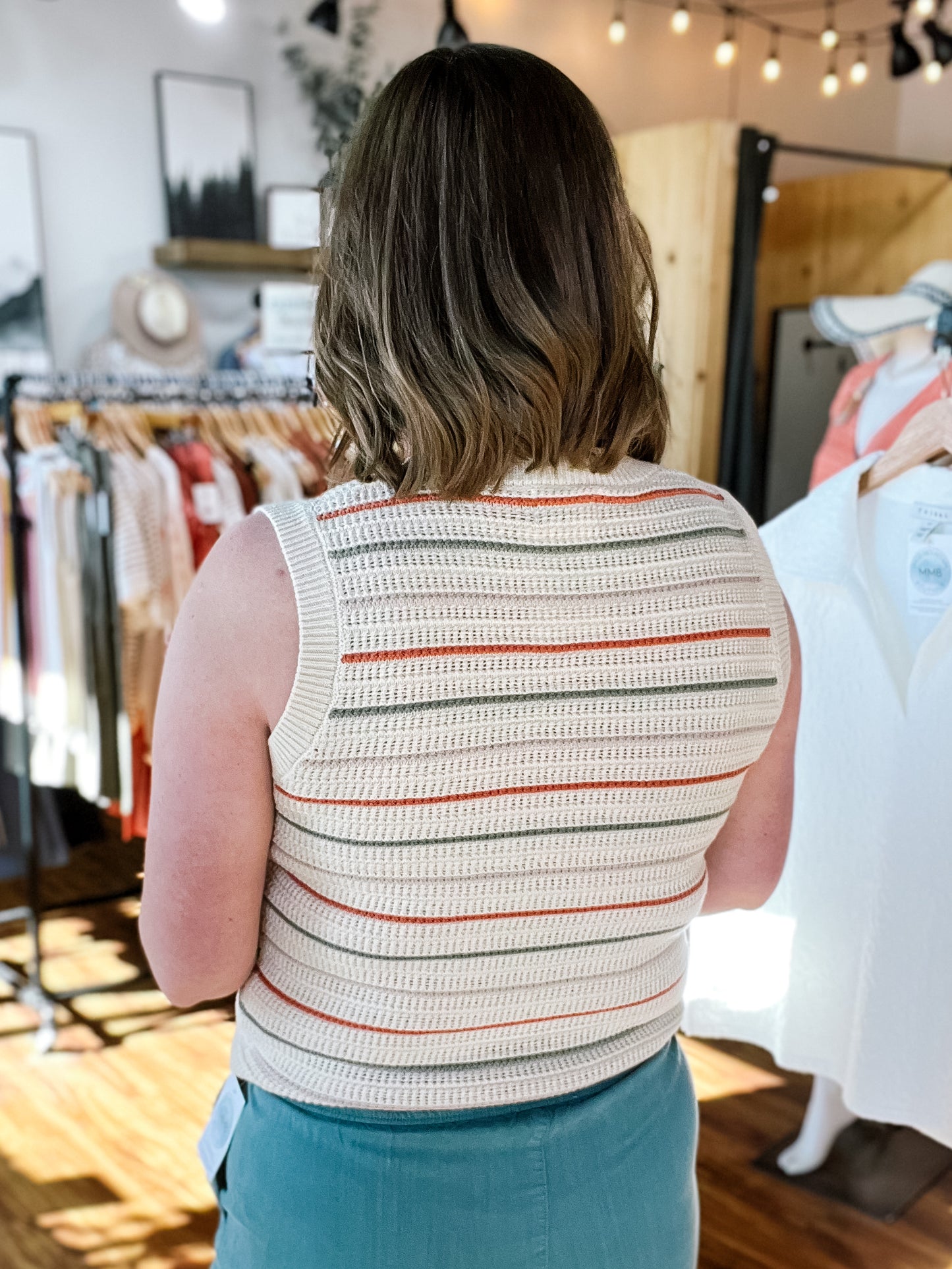 Sand Striped Sweater Tank
