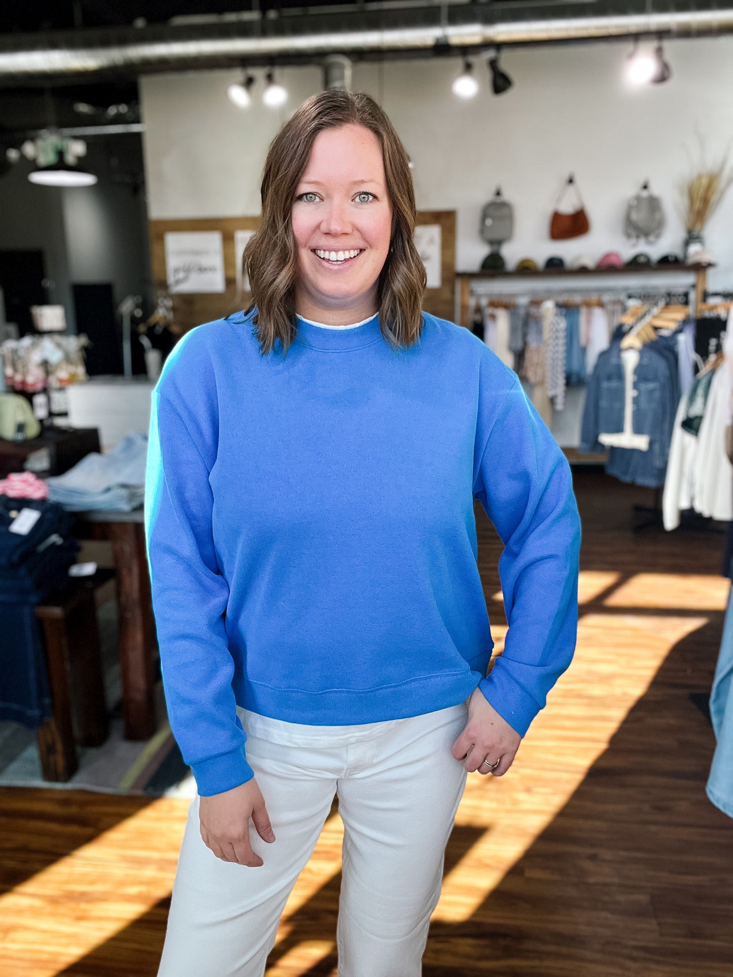 Sky Blue W/ White Trim Sweatshirt