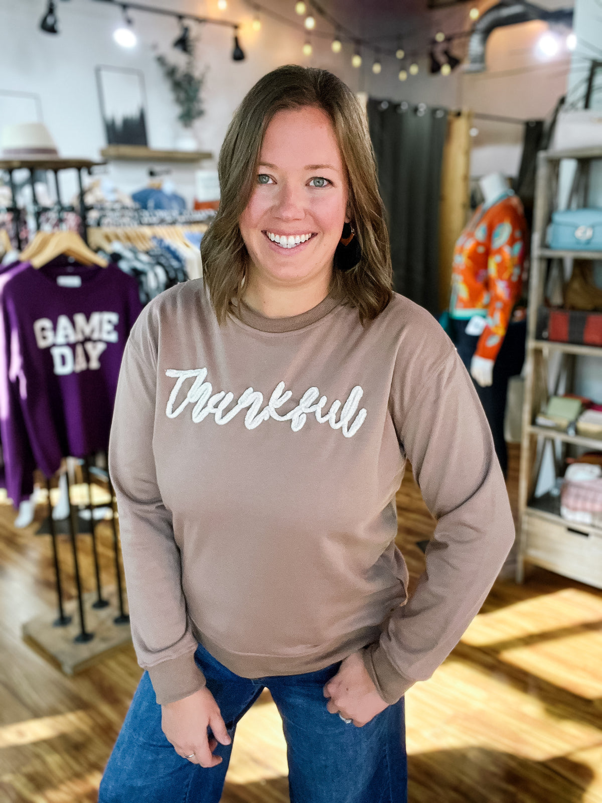 Brown Thankful Sweater
