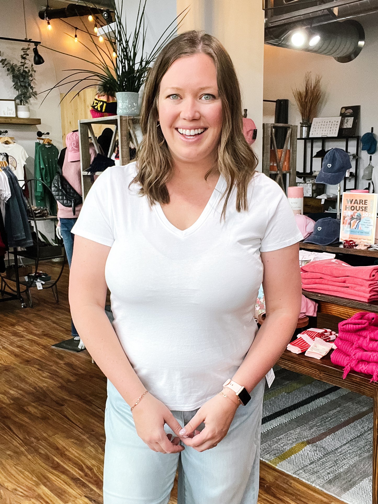 White V Neck Tee Shirt