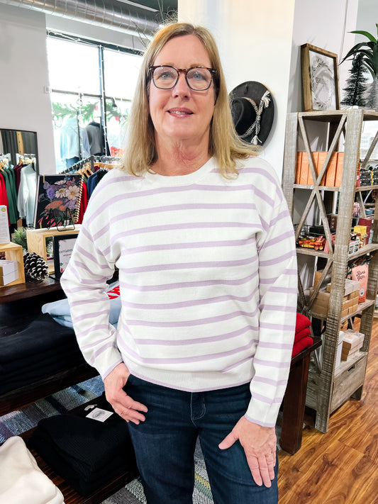 Lavender & White Stripe Sweater
