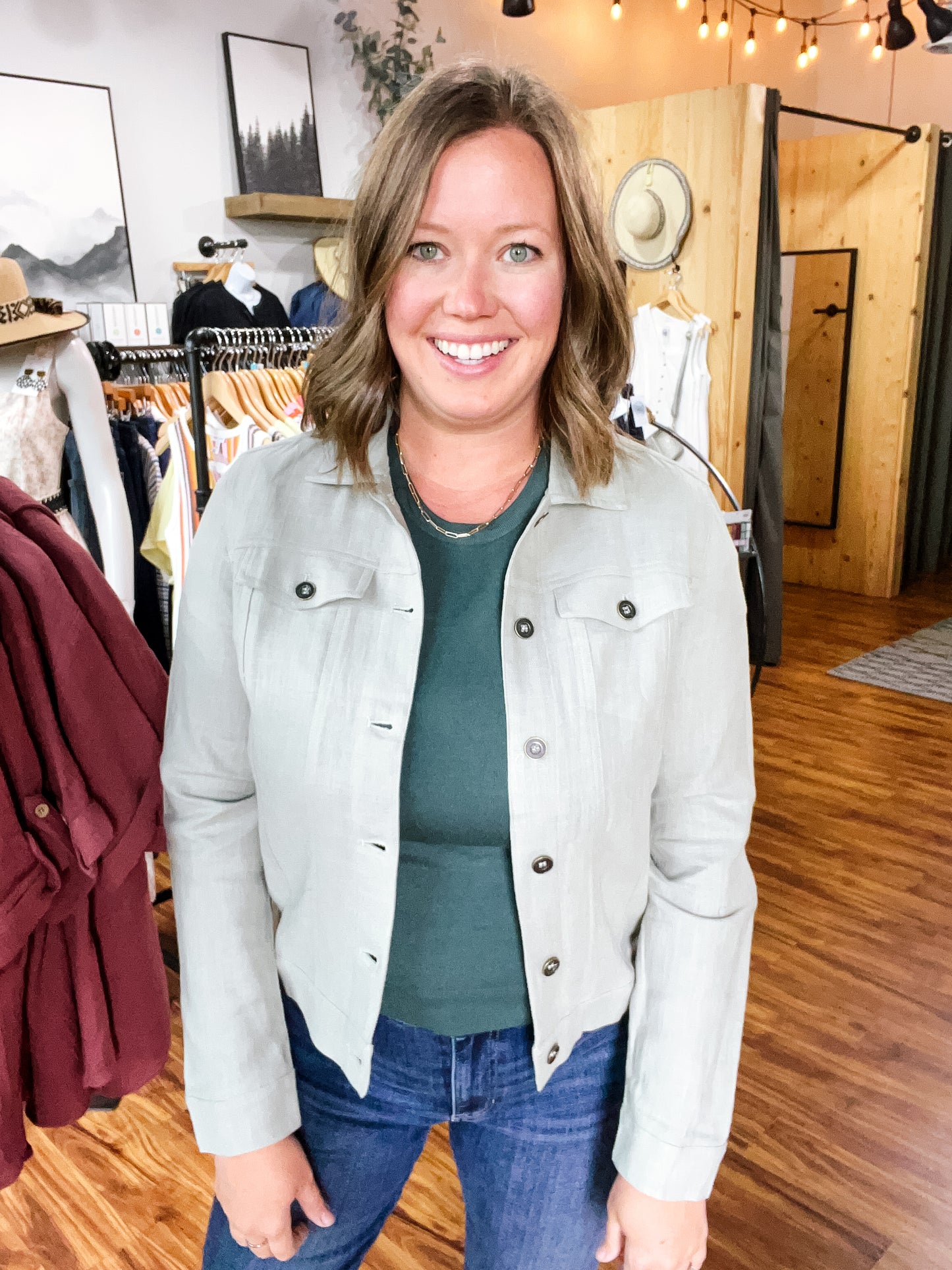 Sage Green Linen Jacket