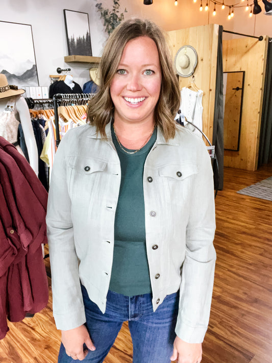 Sage Green Linen Jacket