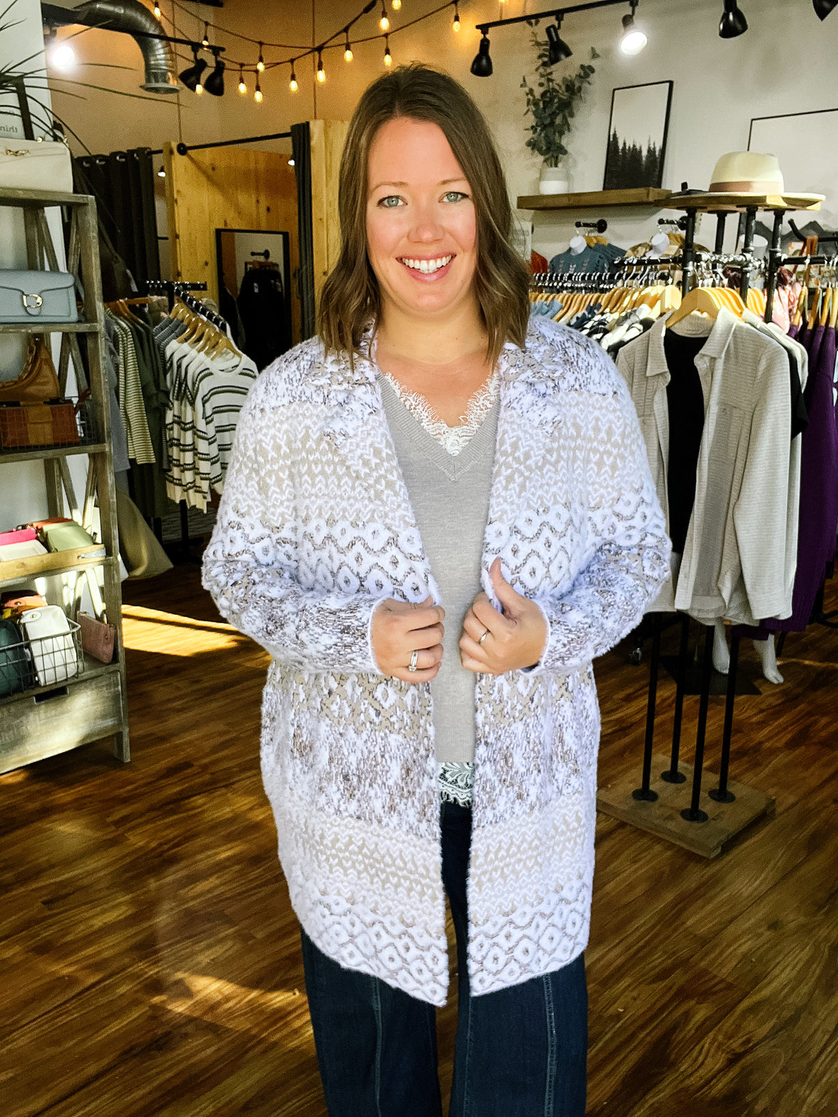 Oatmeal Leopard Print Open Front Shacket