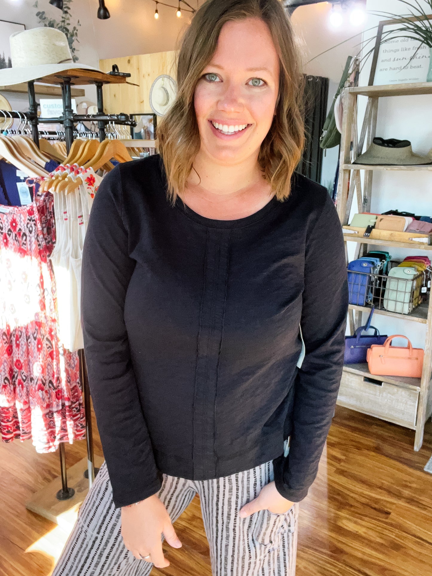 Black Front Seam Detail Top