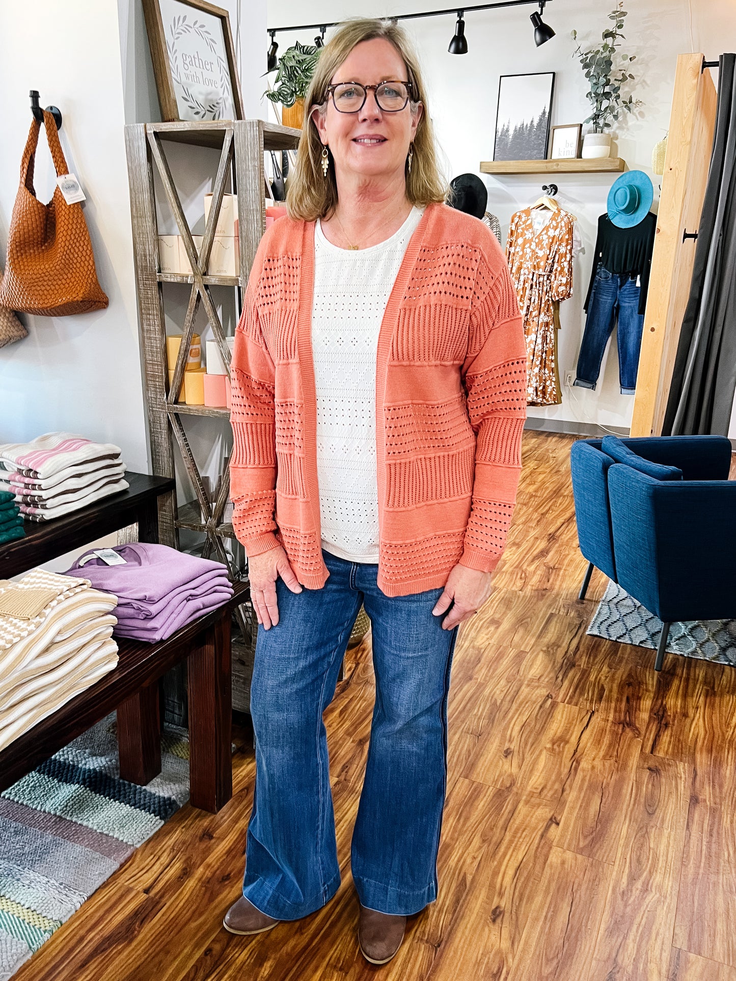 Terracotta Open Knit Cardigan