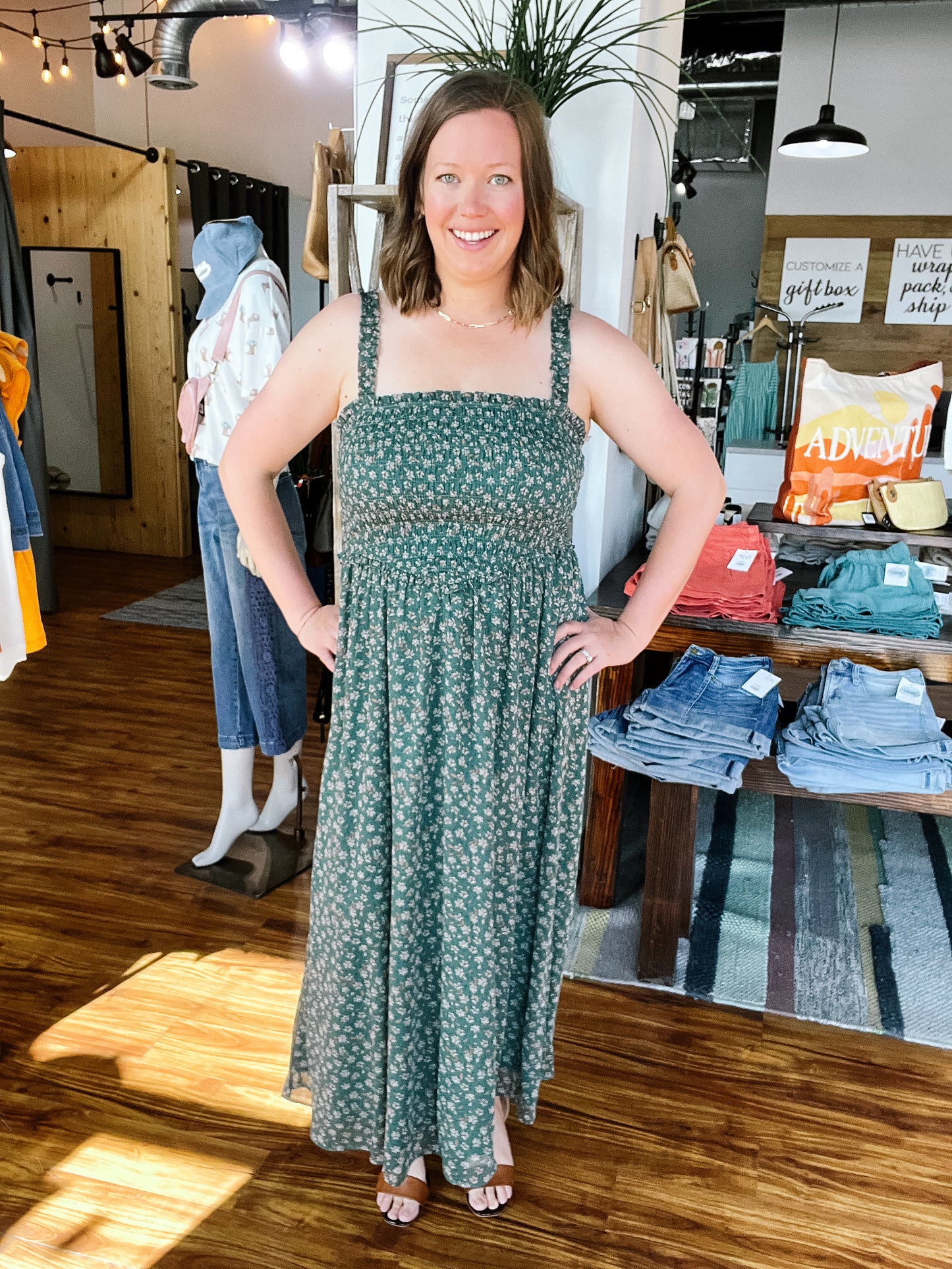 Green Smocked Dress