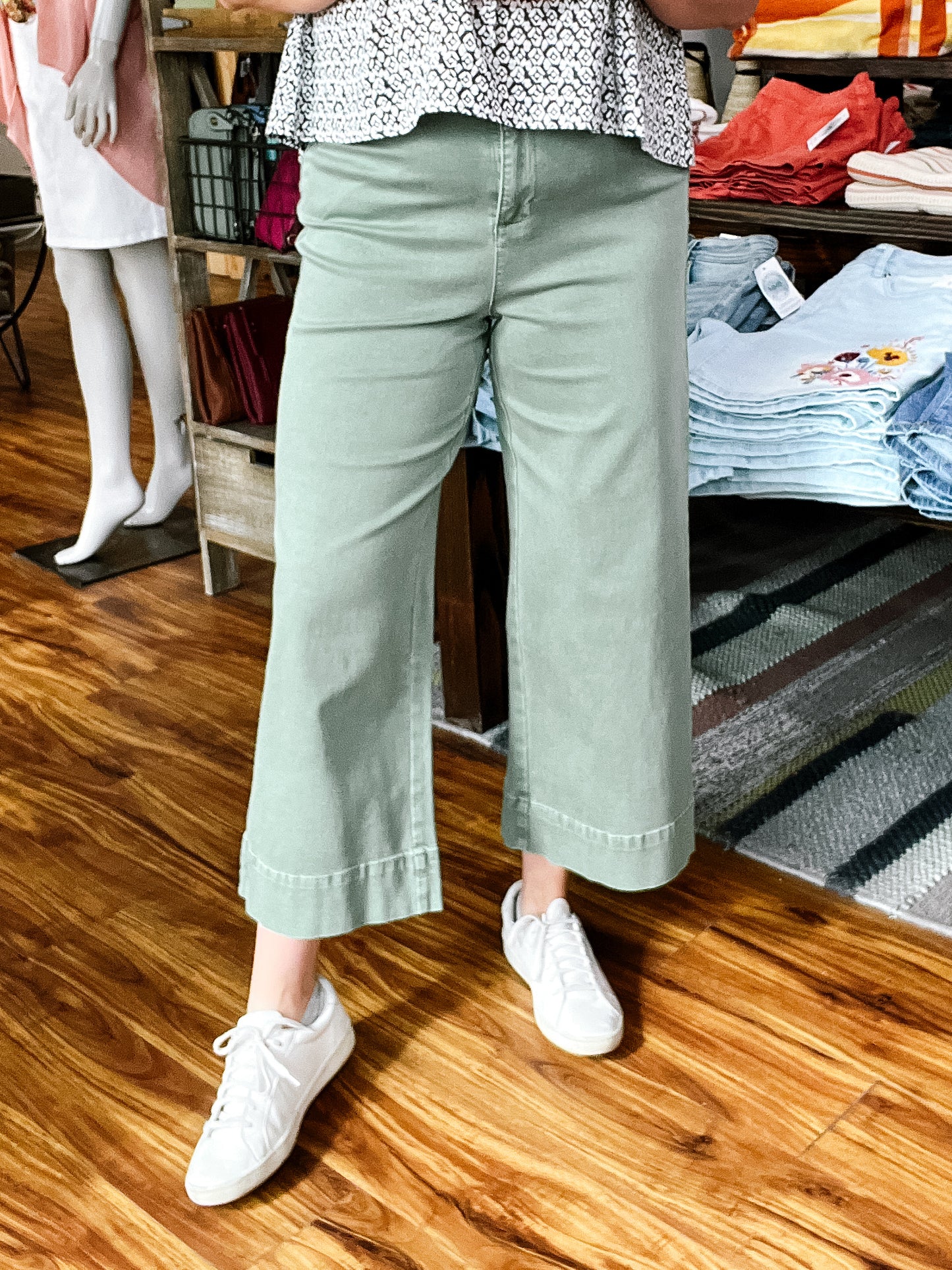 Sage Green High Waist Palazzo Pant