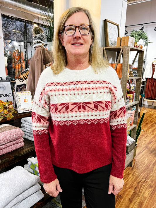 Burgundy/Cream Christmas Sweater