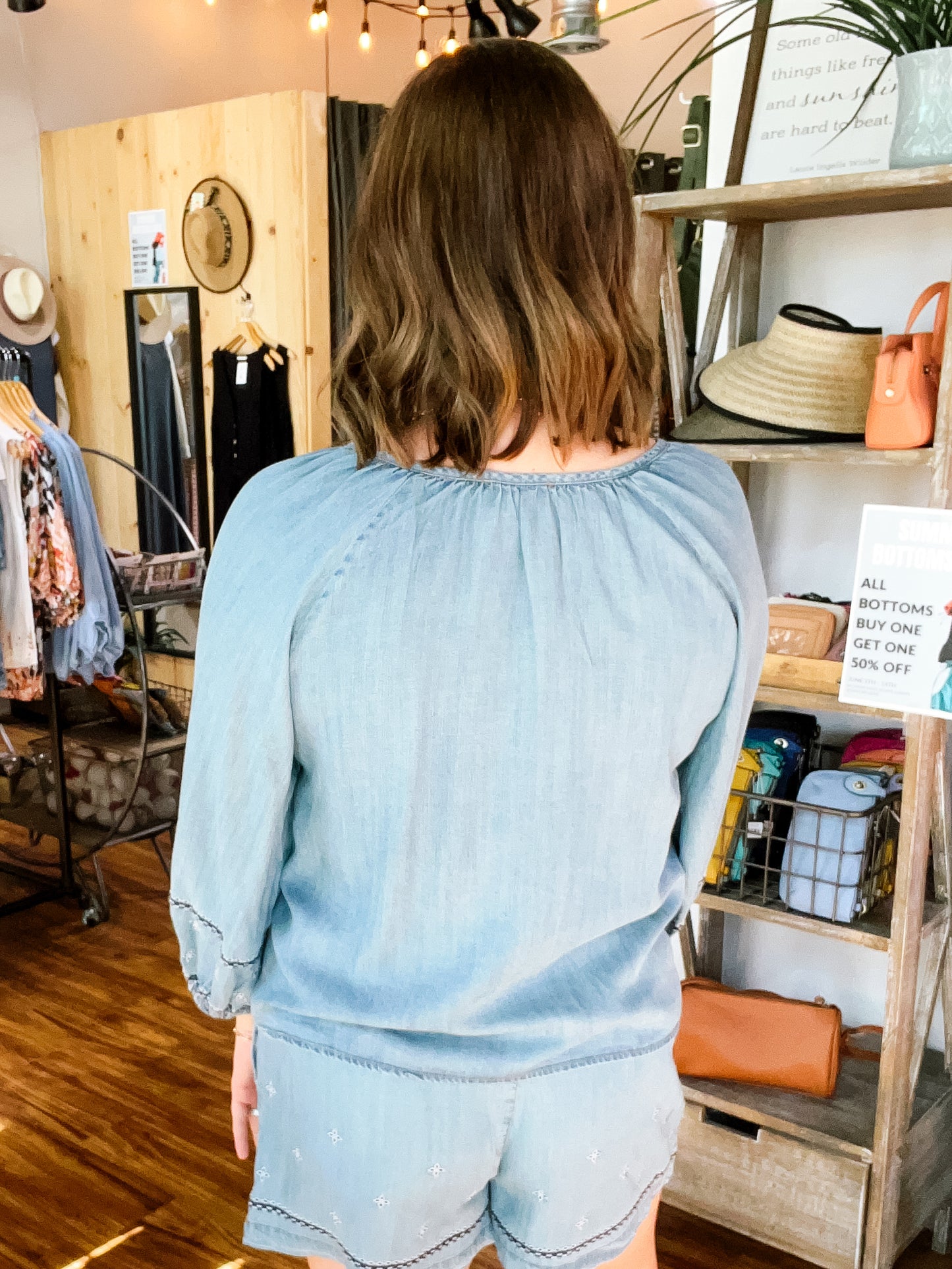 Chambray Embroidery Top