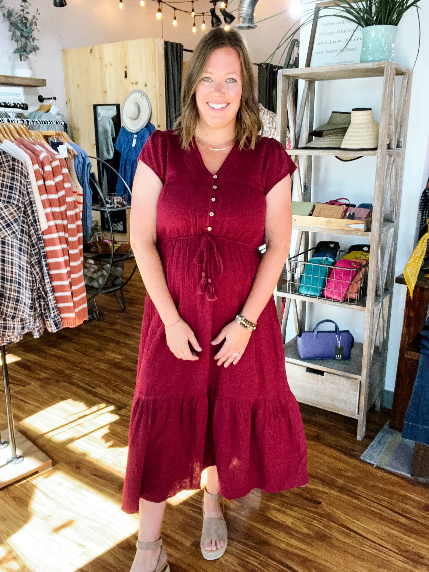 Merlot Embroidery Dress