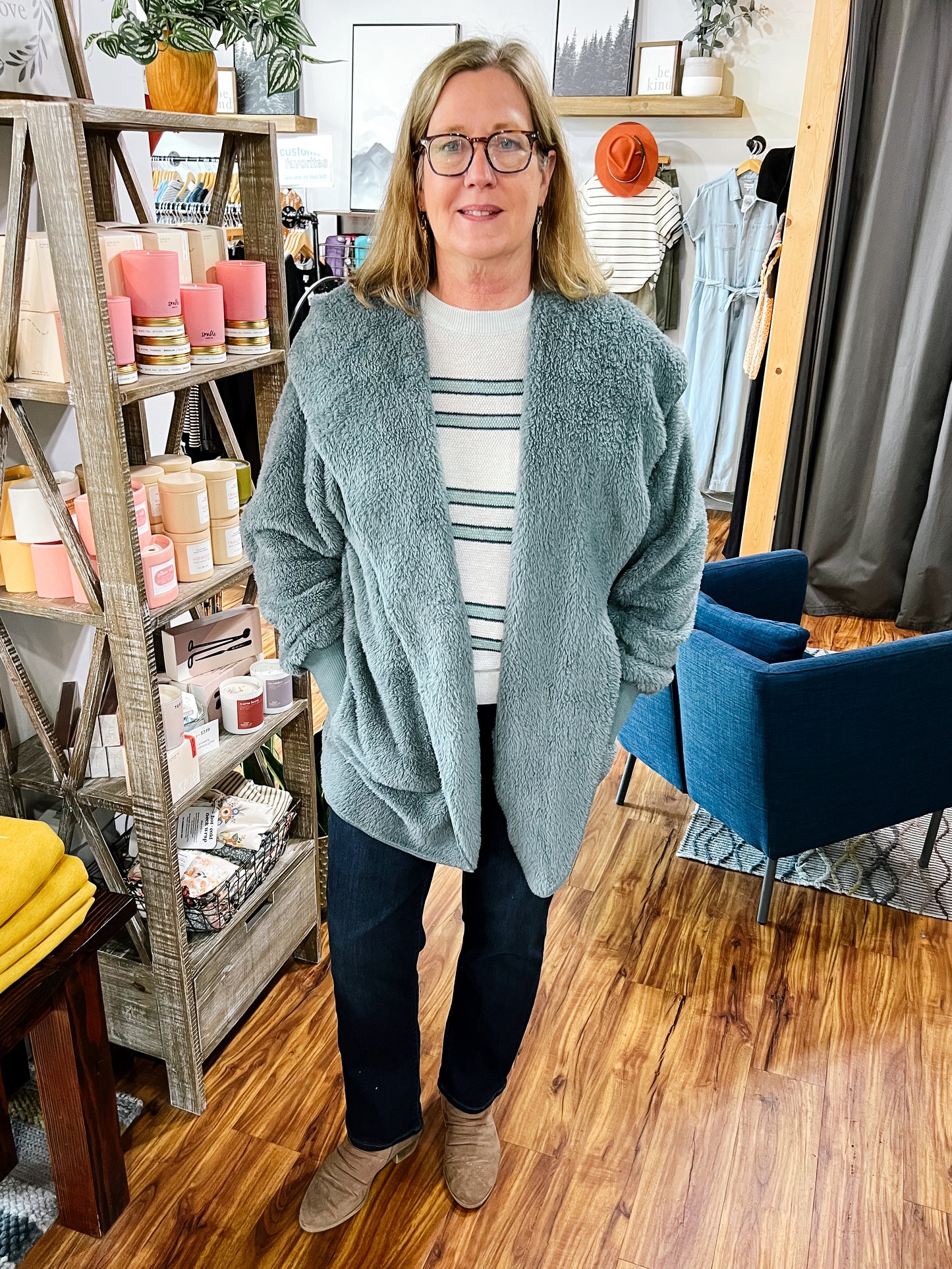 Teal Teddy Bear Cardigan