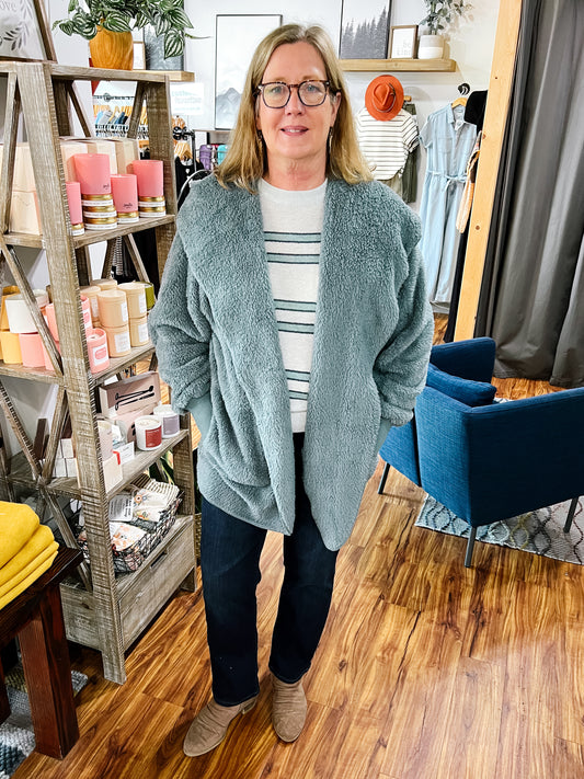 Teal Teddy Bear Cardigan