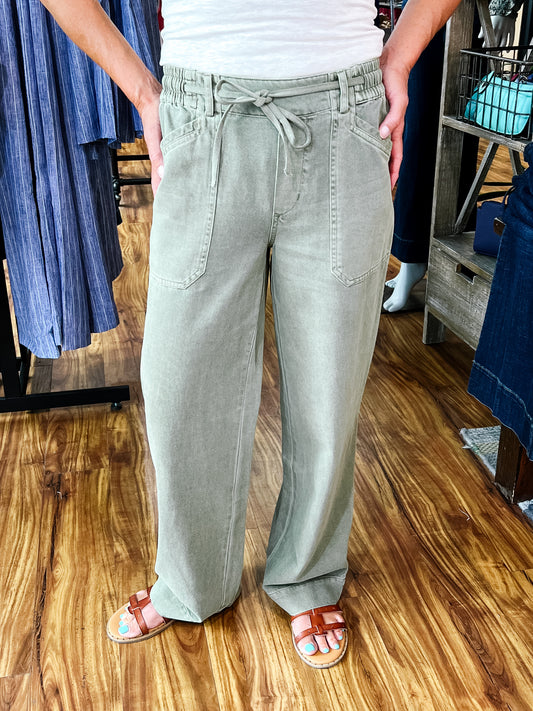 Audrey Sage Wide Pull On Pant