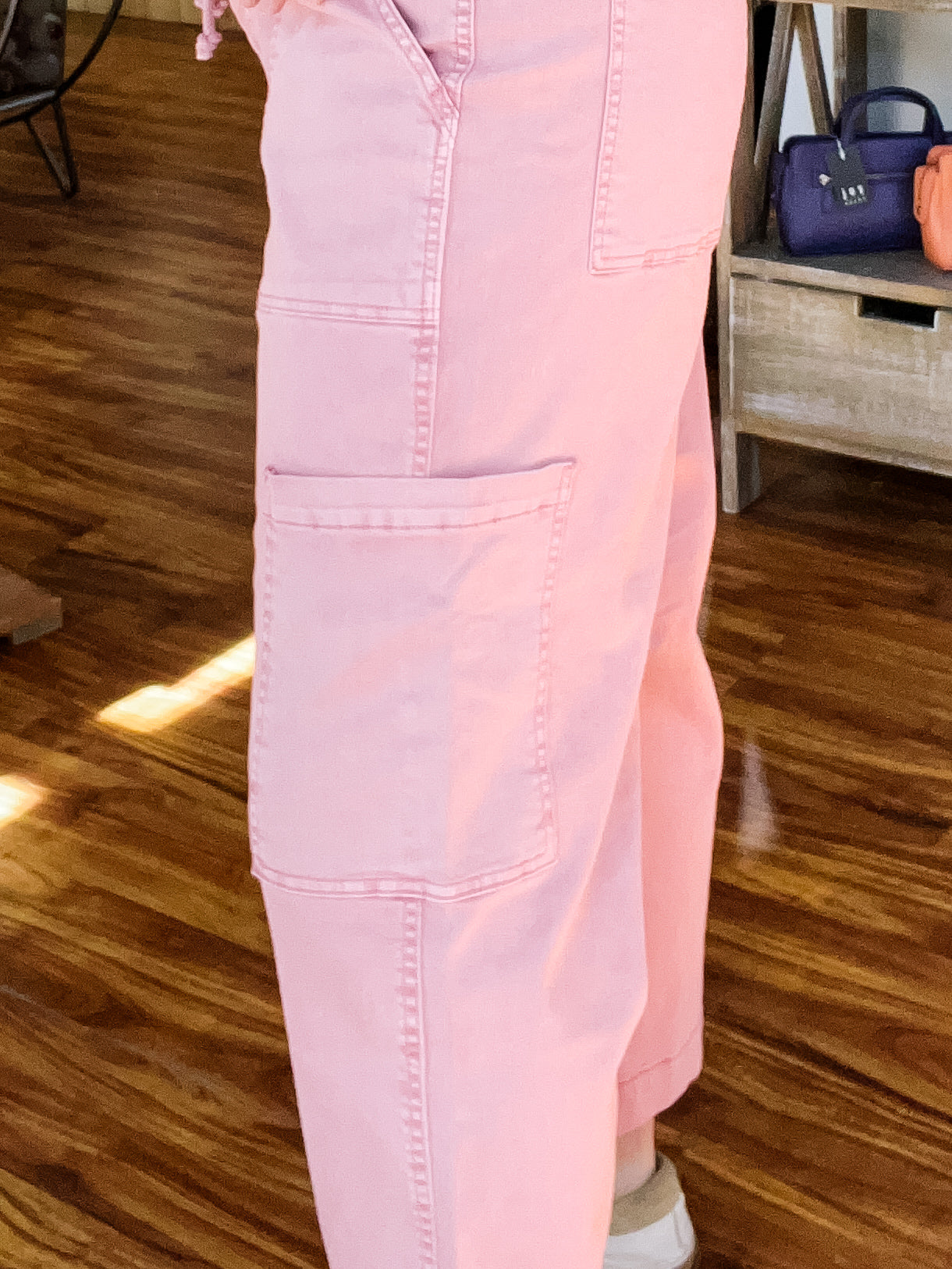 Pink Twill Cargo Pants