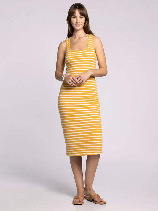 Yellow & White Stripe Tank Dress