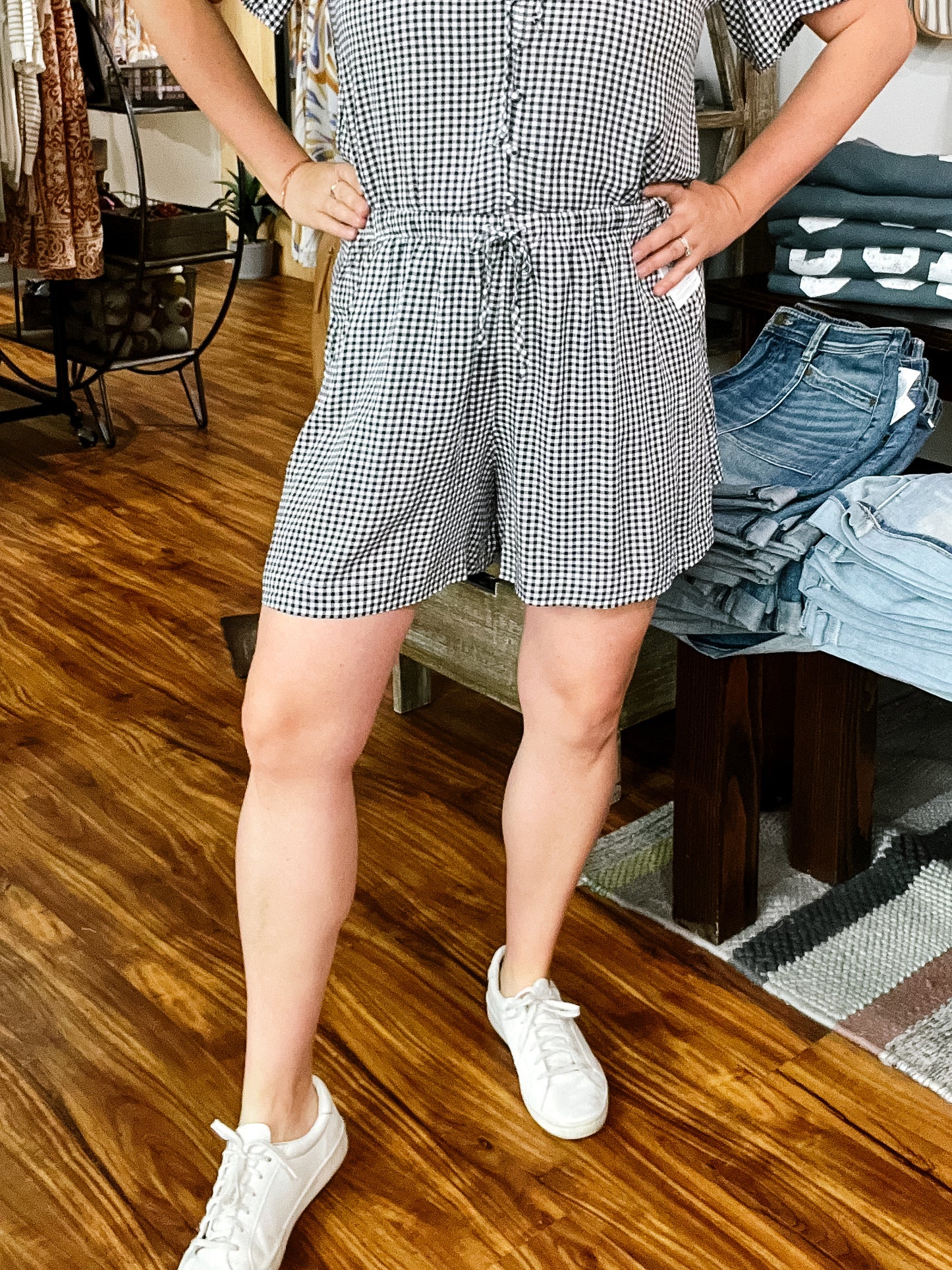 Navy Gingham Shorts
