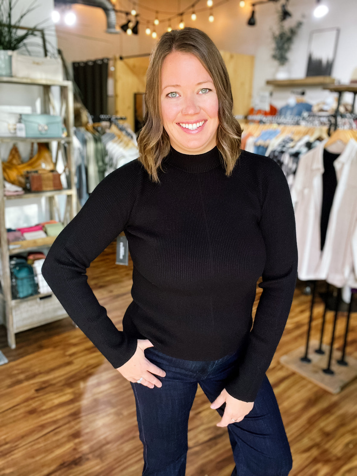 Black Mock Turtle Neck Sweater