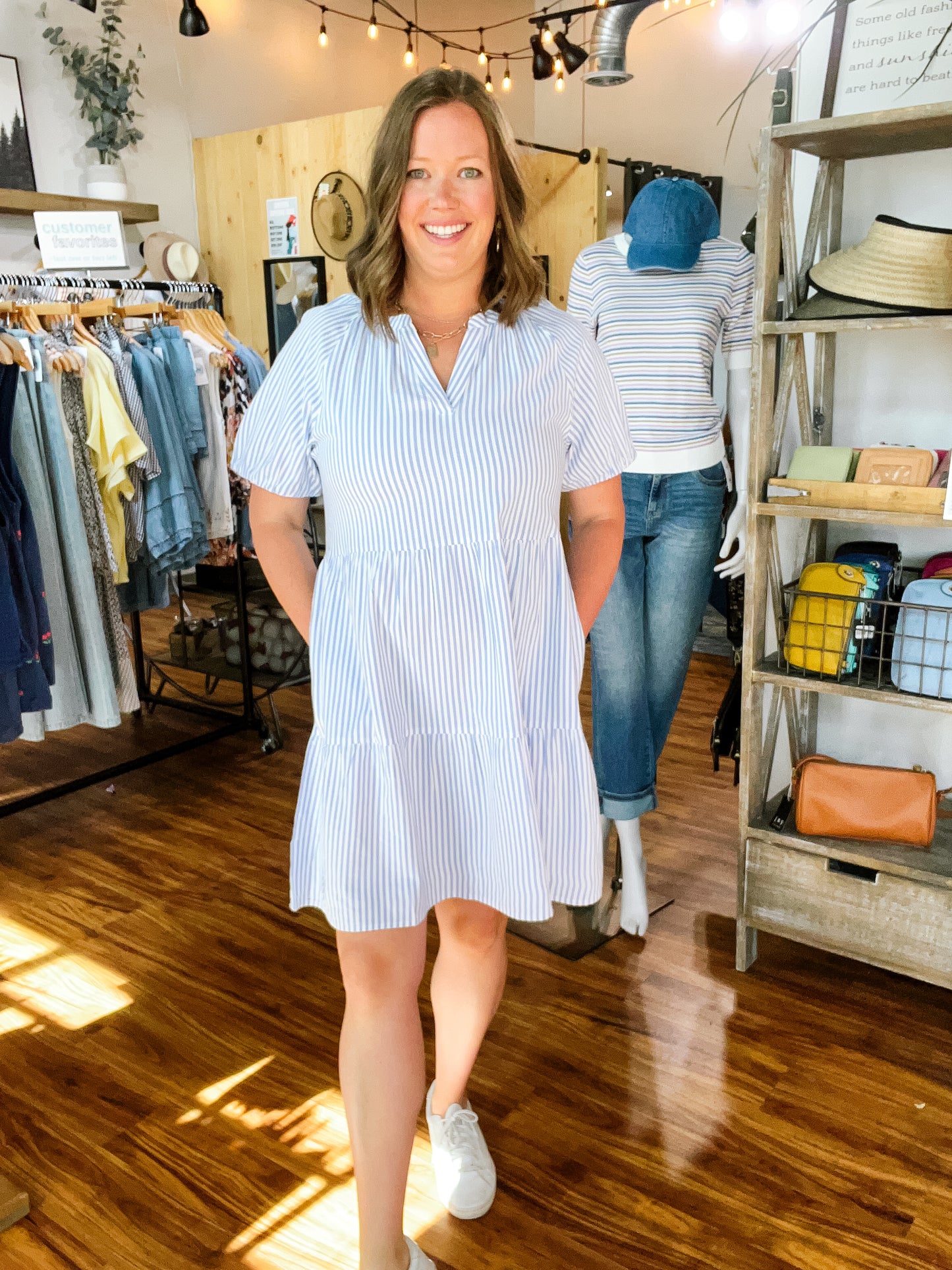 Blue And White Stripe Dress