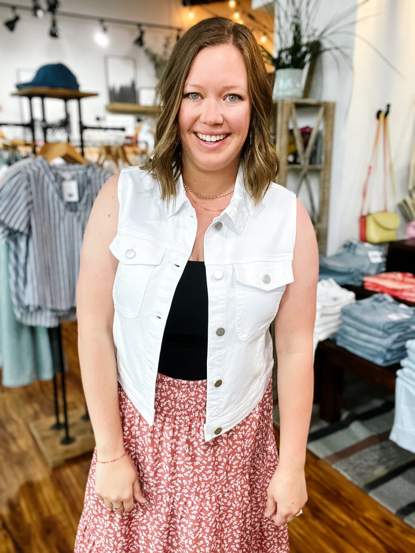 White Sleeveless Denim Jacket