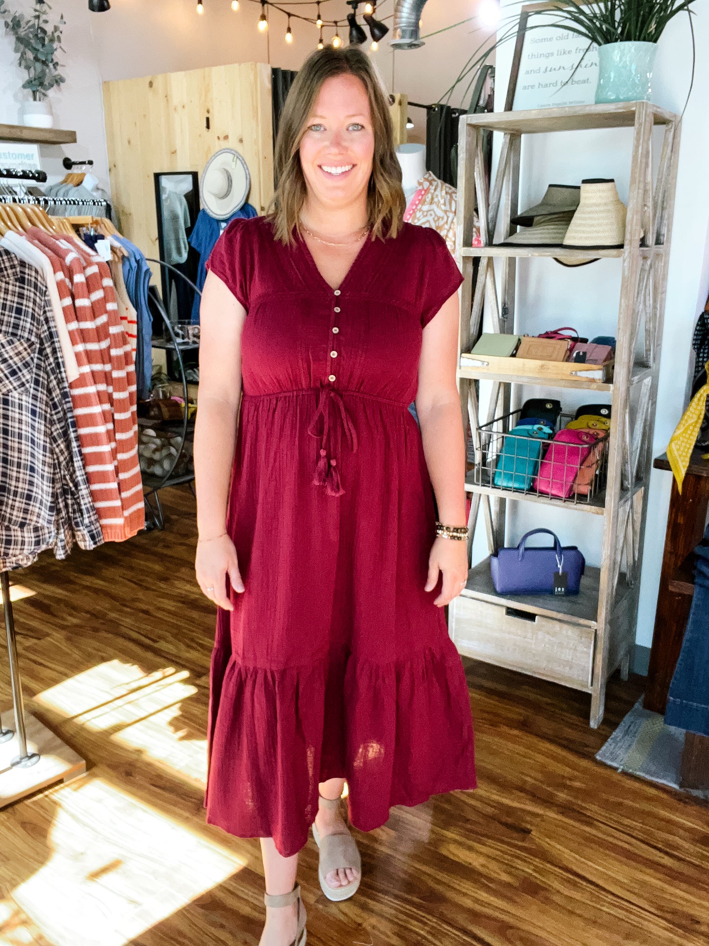 Merlot Embroidery Dress