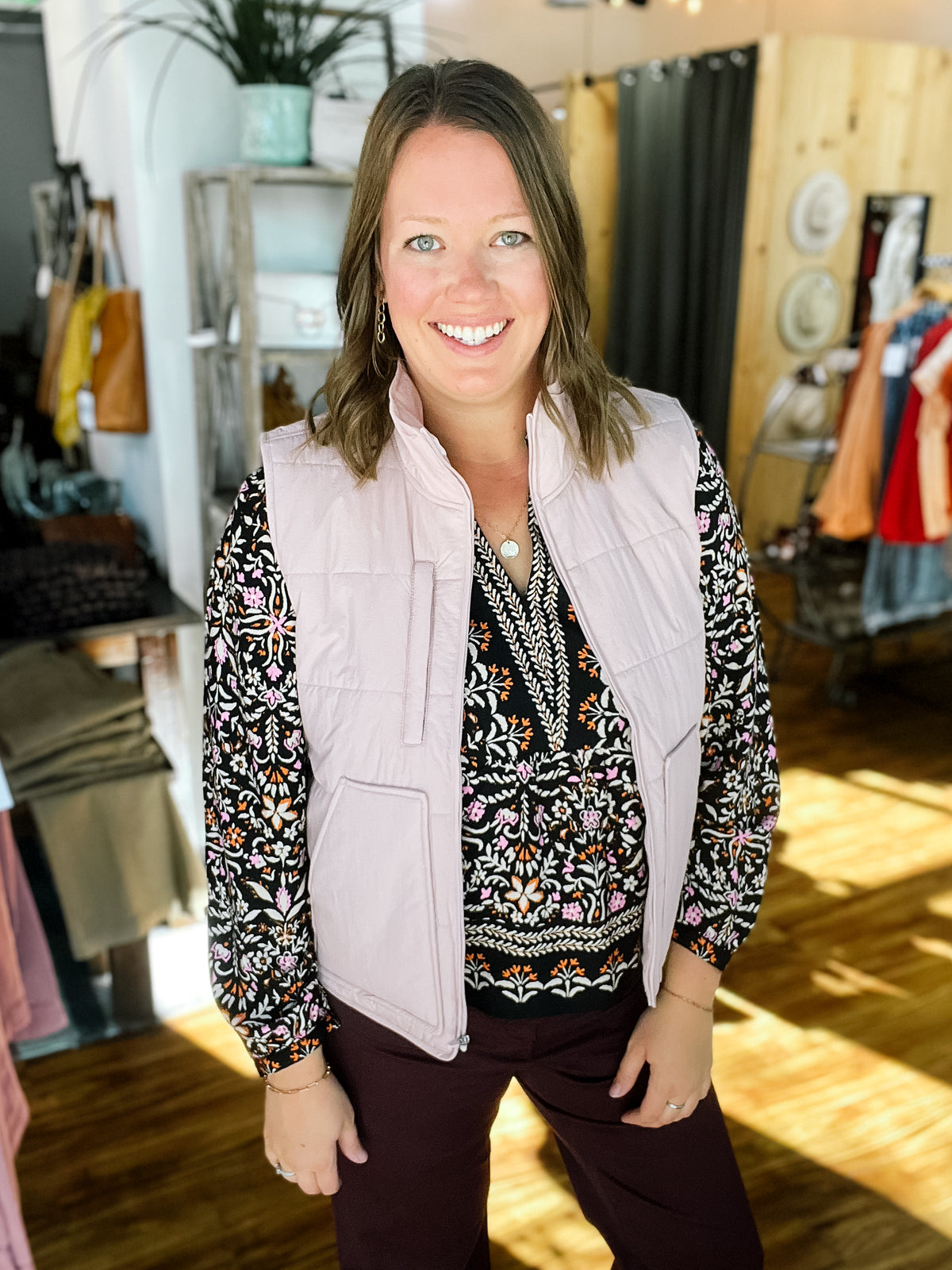 Dusty Pink Packable Puffer Vest
