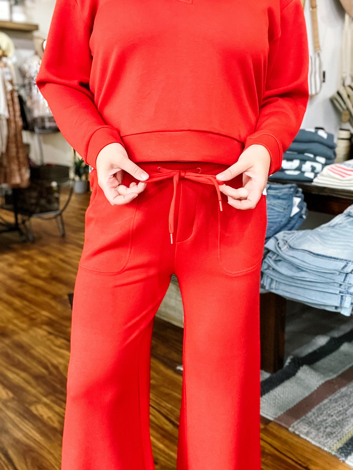 Red Crop Pull-On Pant