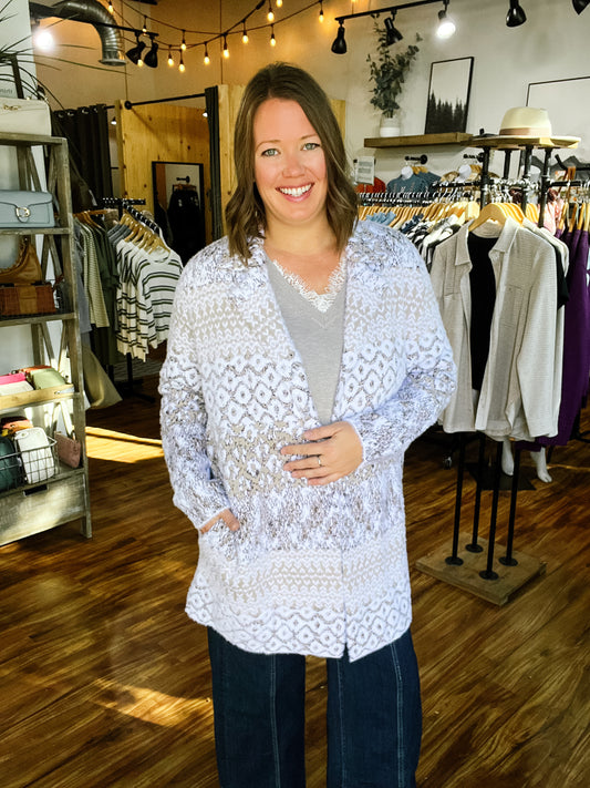 Oatmeal Leopard Print Open Front Shacket
