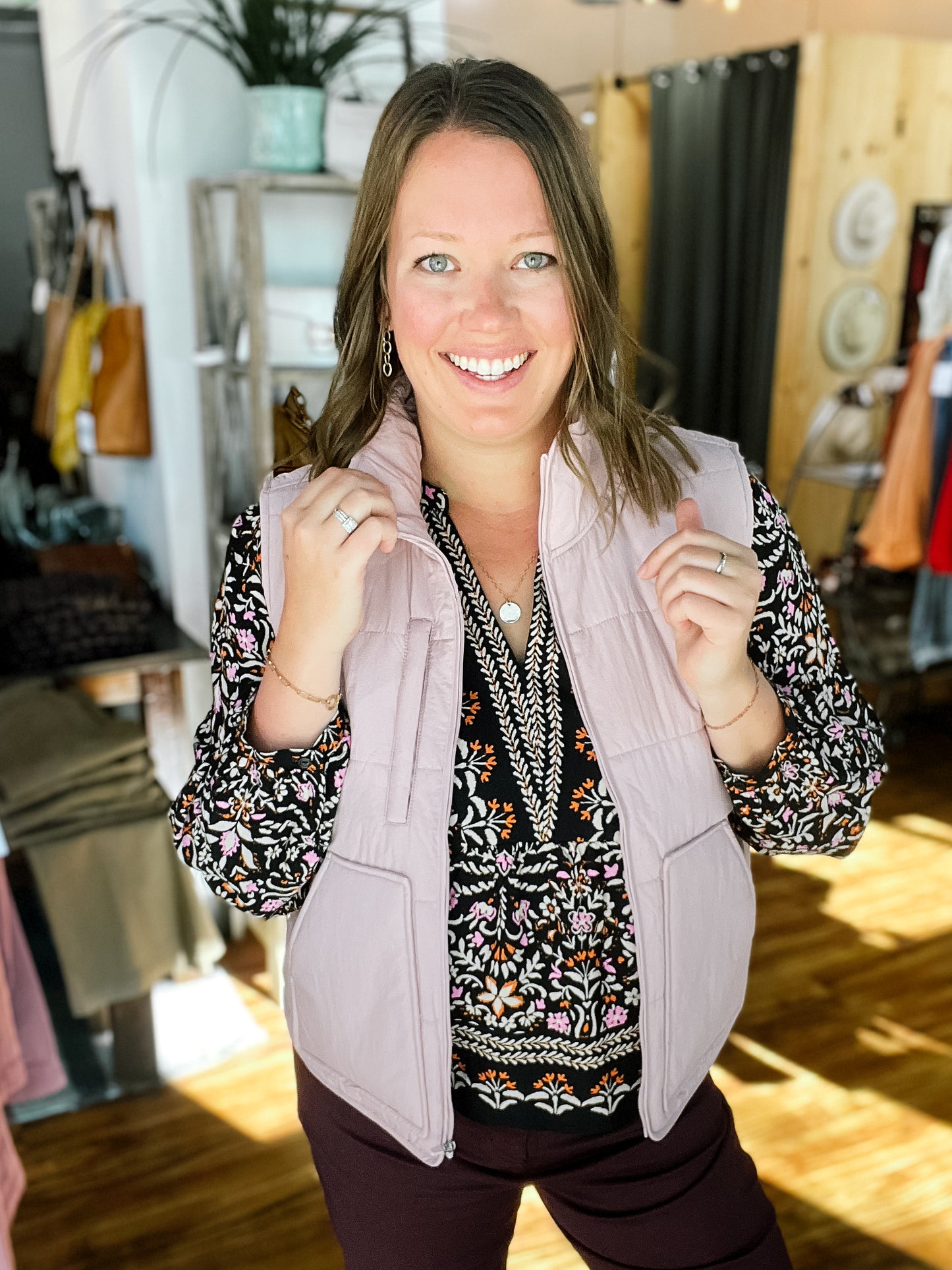 Dusty Pink Packable Puffer Vest