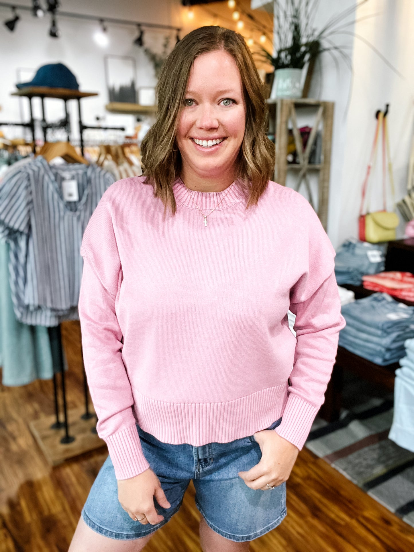 Petal Pink Crew Neck Sweater