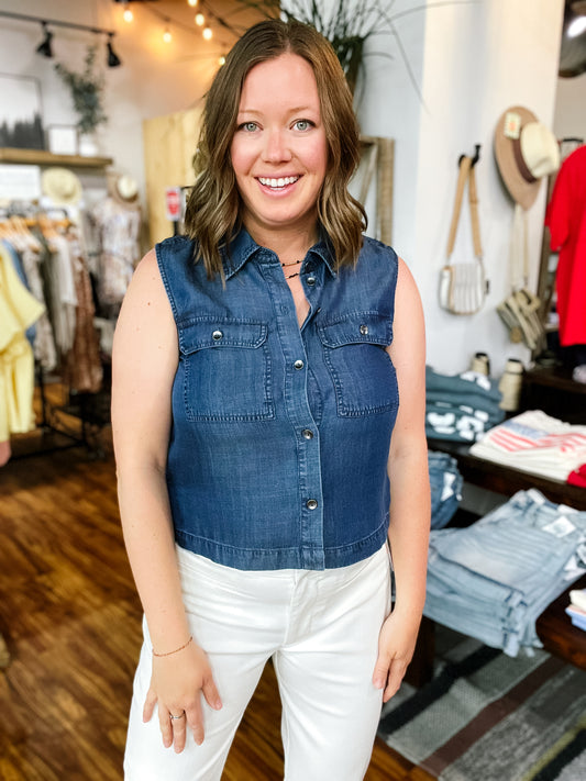 Dark Blue Sleeveless Top
