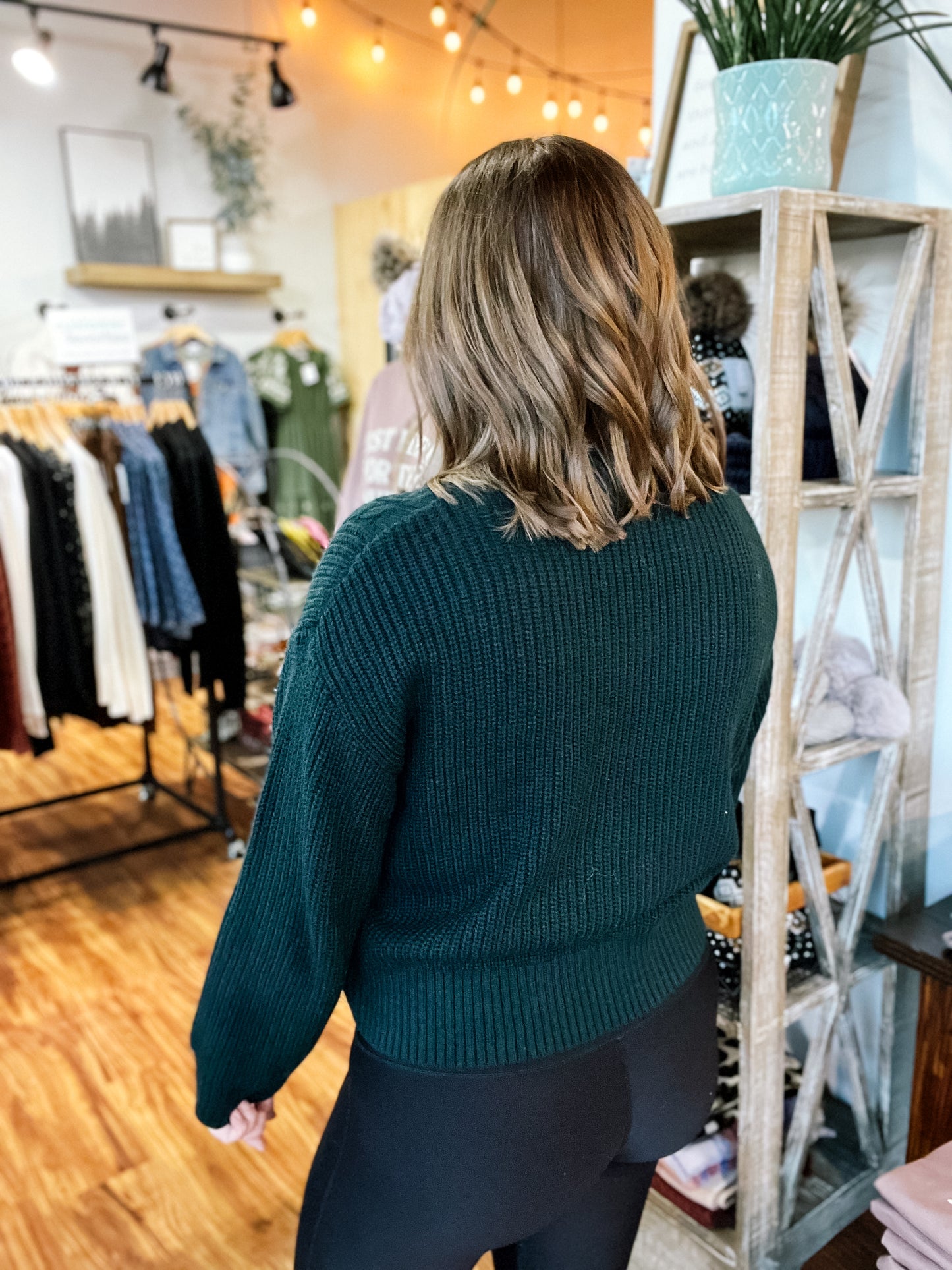 Dark Teal V-Neck Sweater