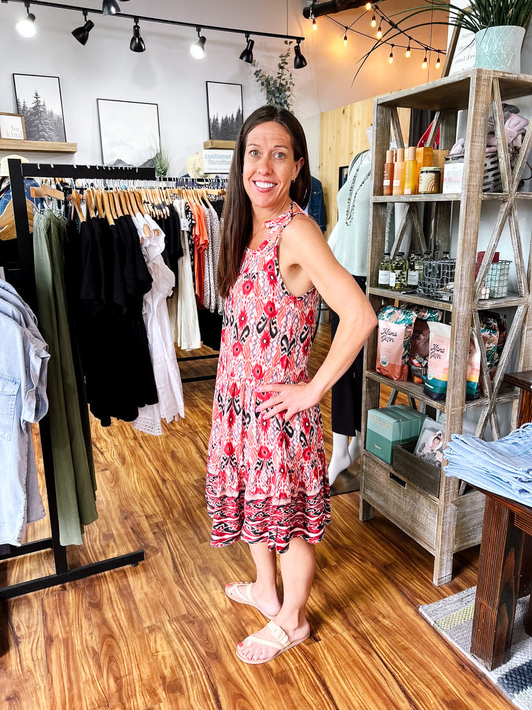 Red Print Dress